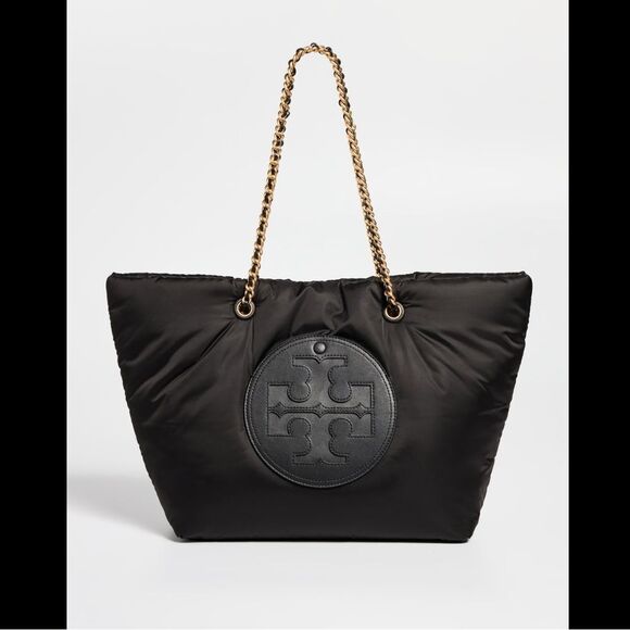 New Tory Burch ELLA PUFFY CHAIN TOTE BLACK - Picture 1 of 11